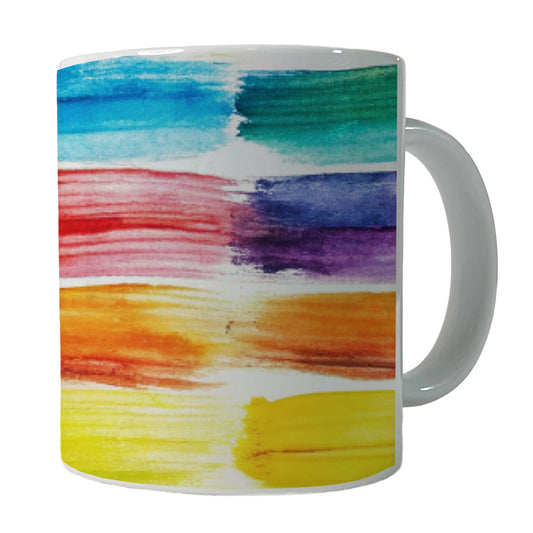 Paint Brush Strokes Watercolor Ceramic Tea Coffee Mug Cup - 11oz