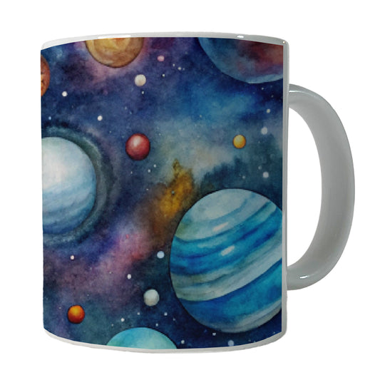 Planets Outer Space Astronomy Watercolor Ceramic Tea Coffee Mug Cup - 11oz