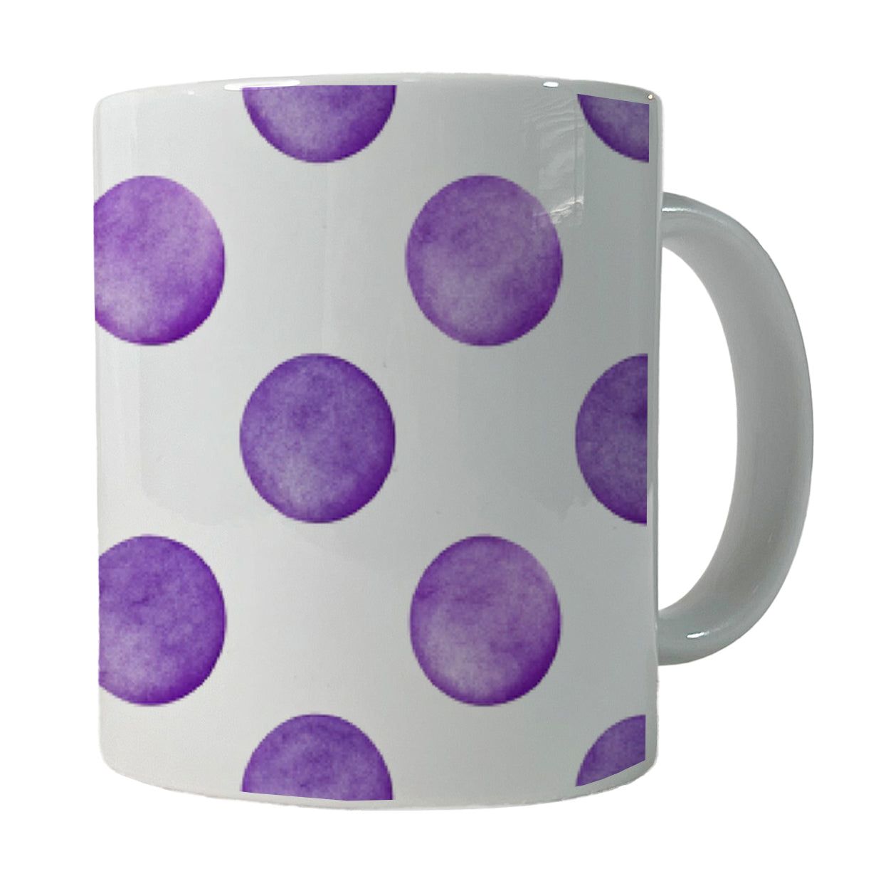 Purple Polka Dots White Background Ceramic Tea Coffee Mug Cup - 11oz