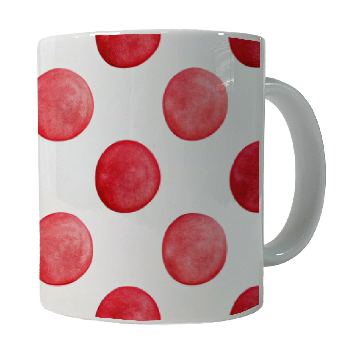 Red Polka Dots White Background Ceramic Tea Coffee Mug Cup - 11oz