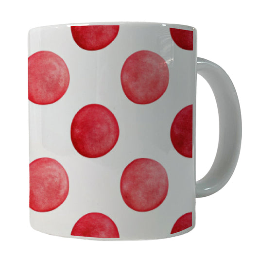 Red Polka Dots White Background Ceramic Tea Coffee Mug Cup - 11oz