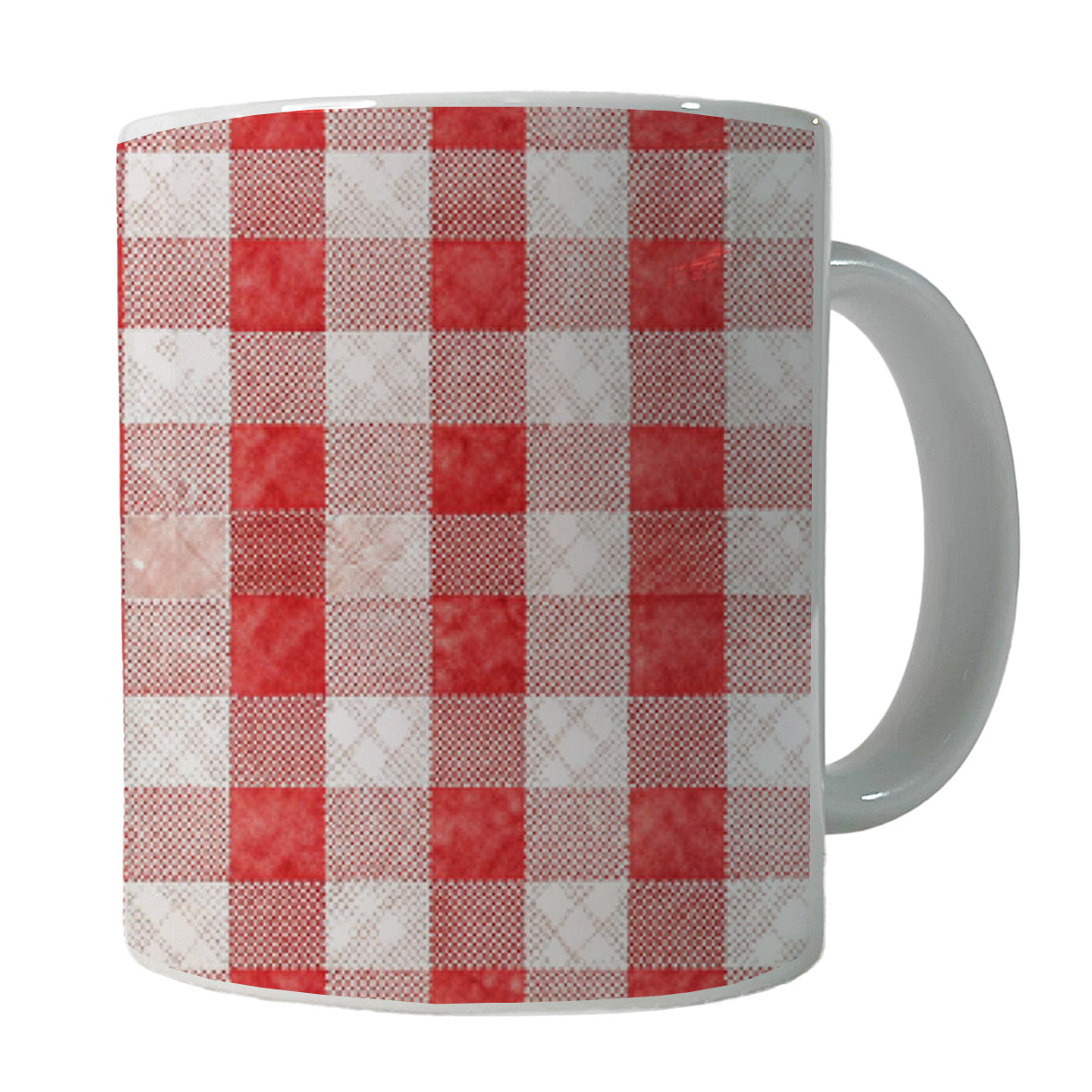 Red White Gingham Watercolor Ceramic Tea Coffee Mug Cup - 11oz