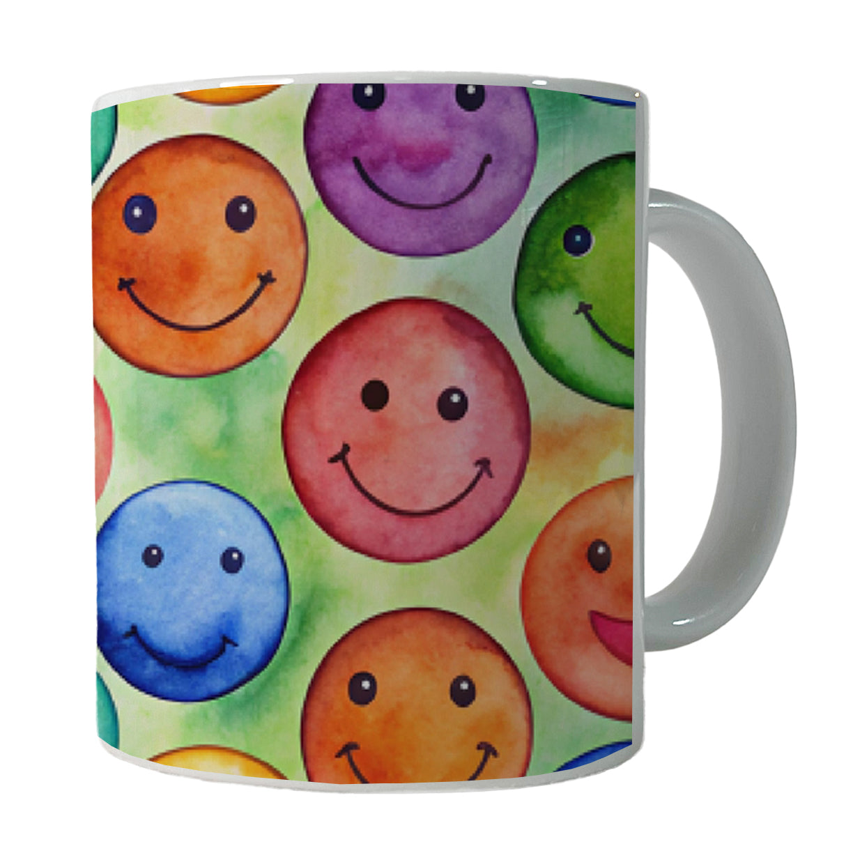 Smile Faces Watercolor Ceramic Tea Coffee Mug Cup - 11oz