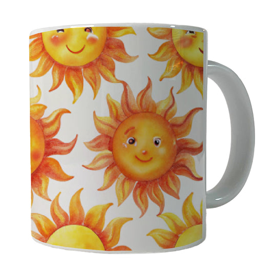 Smiling Suns Watercolor Ceramic Tea Coffee Mug Cup - 11oz