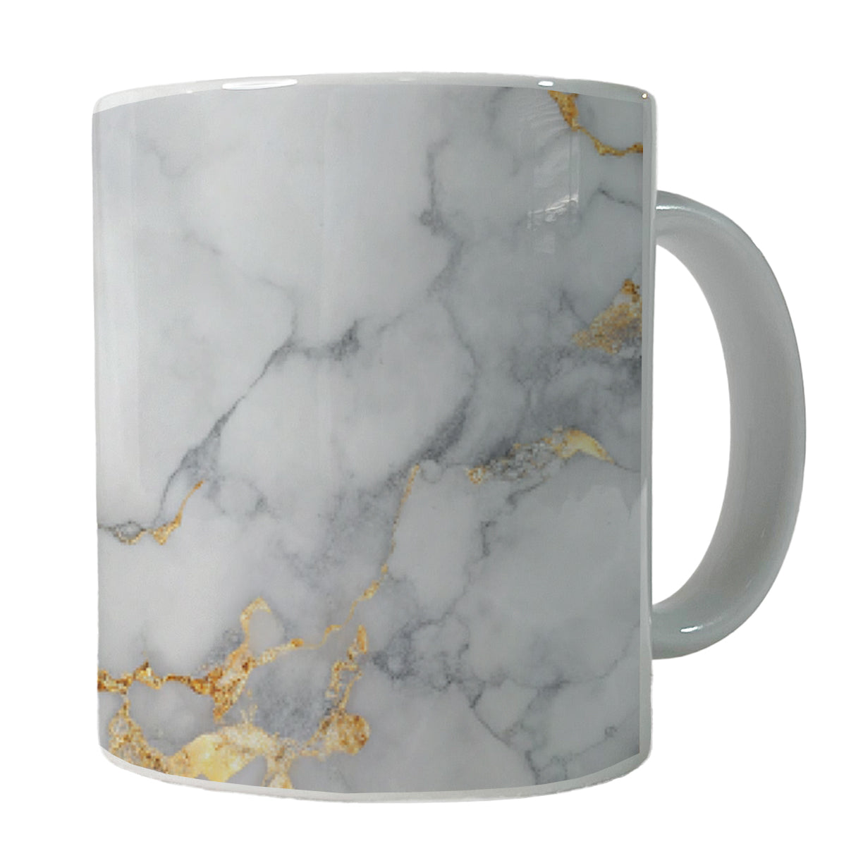 White Gold Marble Background Watercolor Ceramic Tea Coffee Mug Cup - 11oz