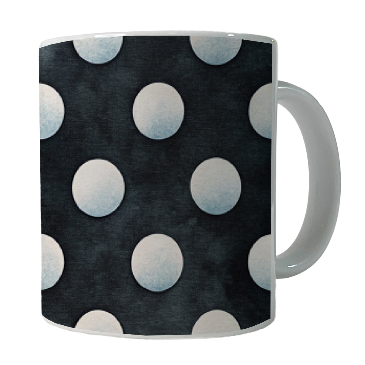 White Polka Dots Black Background Ceramic Tea Coffee Mug Cup - 11oz