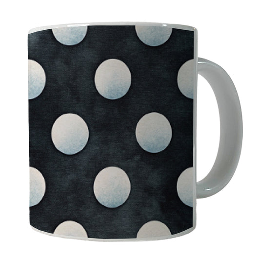 White Polka Dots Black Background Ceramic Tea Coffee Mug Cup - 11oz