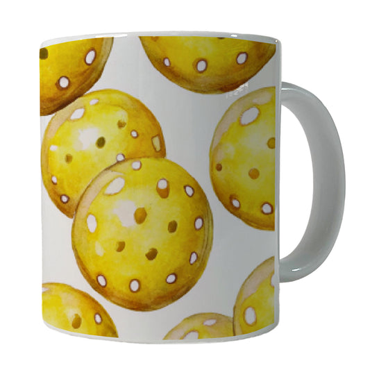 Yellow Pickleballs Watercolor Ceramic Tea Coffee Mug Cup - 11oz