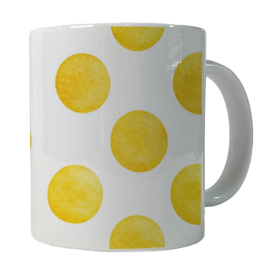 Yellow Polka Dots White Background Ceramic Tea Coffee Mug Cup - 11oz