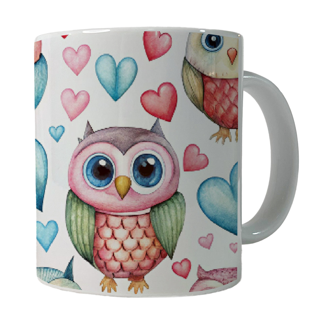 Adorable Owls And Hearts Ceramic Tea Coffee Mug Cup - 11oz