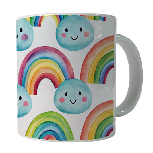 Adorable Smiling Rainbows Clouds Ceramic Tea Coffee Mug Cup - 11oz