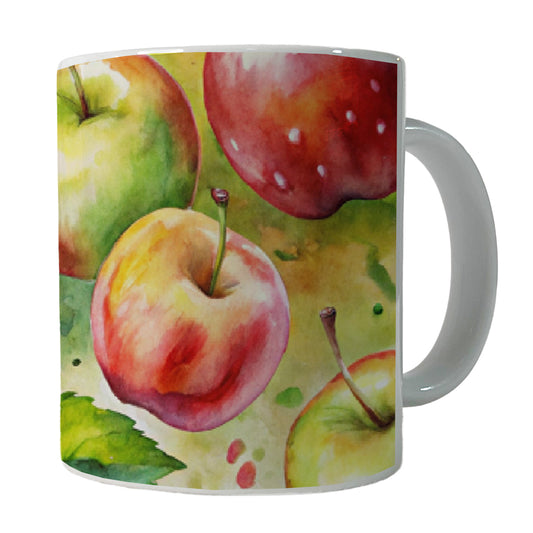 Apples Fruit Watercolor Ceramic Tea Coffee Mug Cup - 11oz