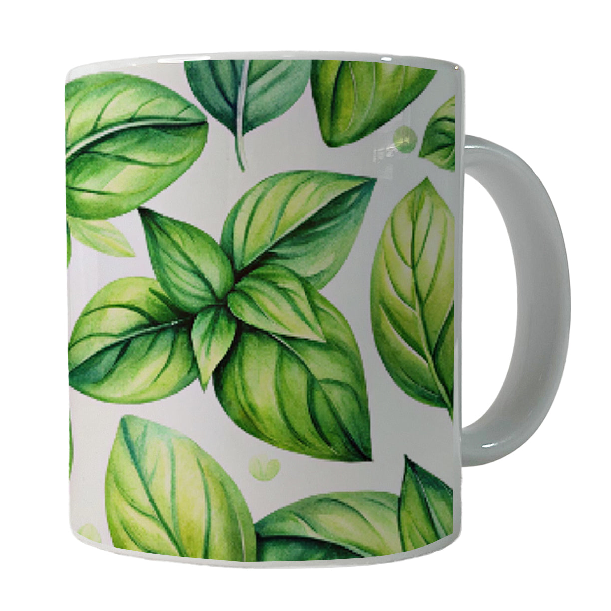 Basil Herbs Watercolor Ceramic Tea Coffee Mug Cup - 11oz