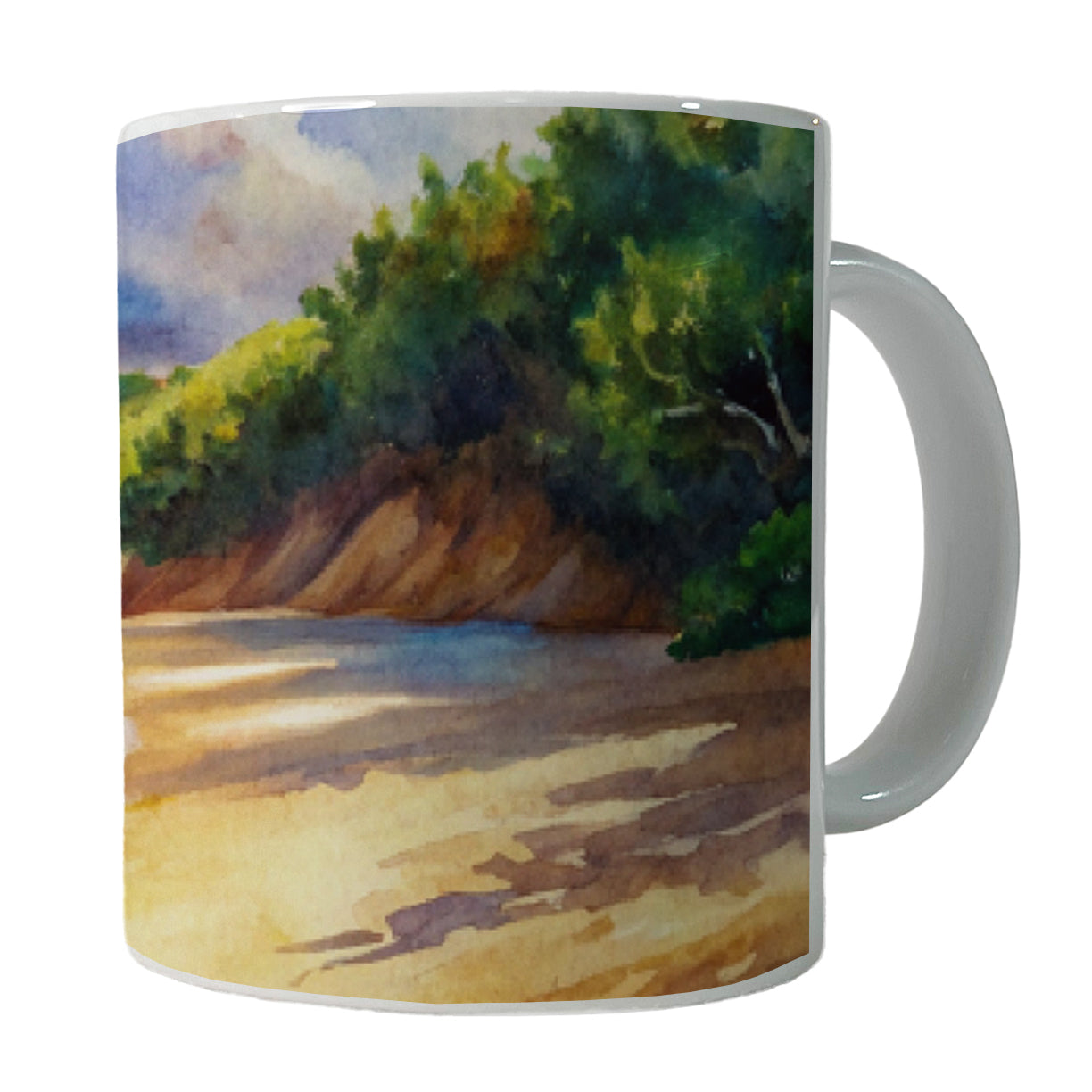 Beautiful Sandy Beach Watercolor Ceramic Tea Coffee Mug Cup - 11oz
