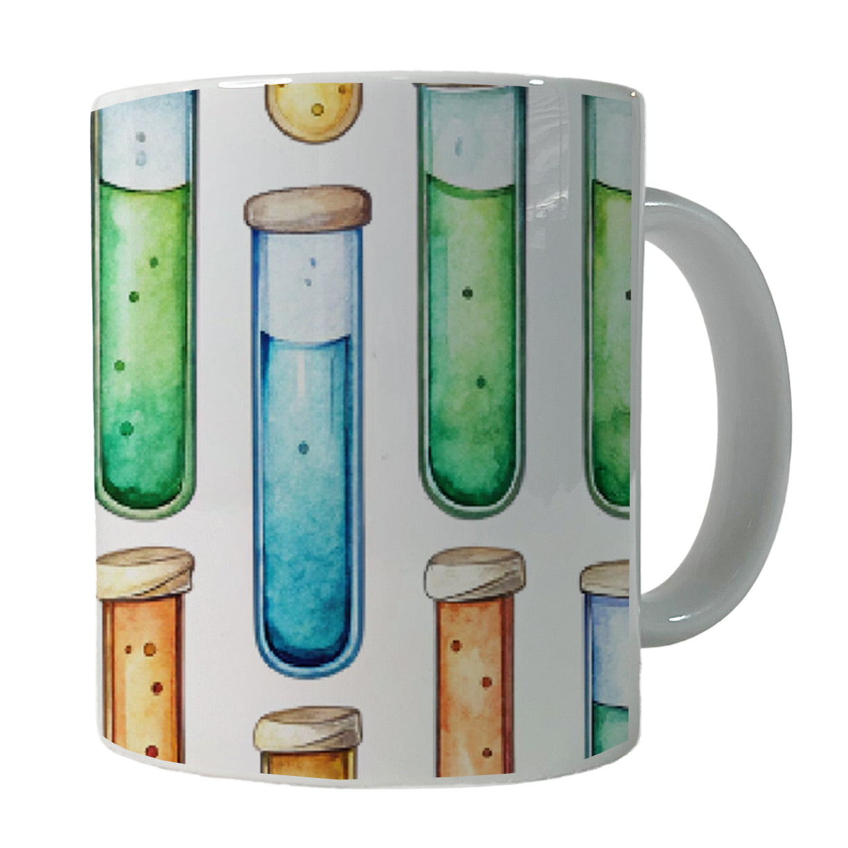 Cartoon Test Tubes Science Teacher Scientist Ceramic Tea Coffee Mug Cup - 11oz