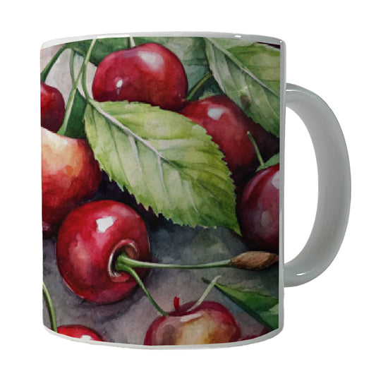 Cherries Fruit Watercolor Ceramic Tea Coffee Mug Cup - 11oz