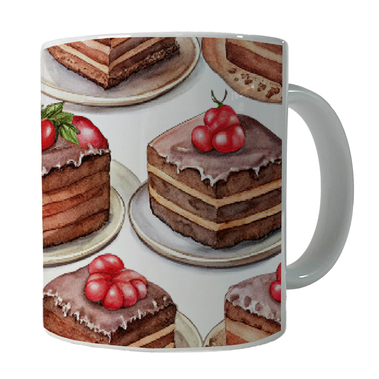 Chocolate Cake On Plates Ceramic Tea Coffee Mug Cup - 11oz