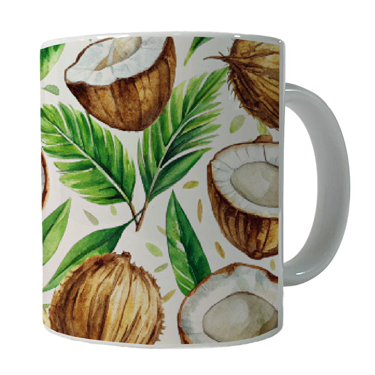 Coconut Pattern Watercolor Ceramic Tea Coffee Mug Cup - 11oz