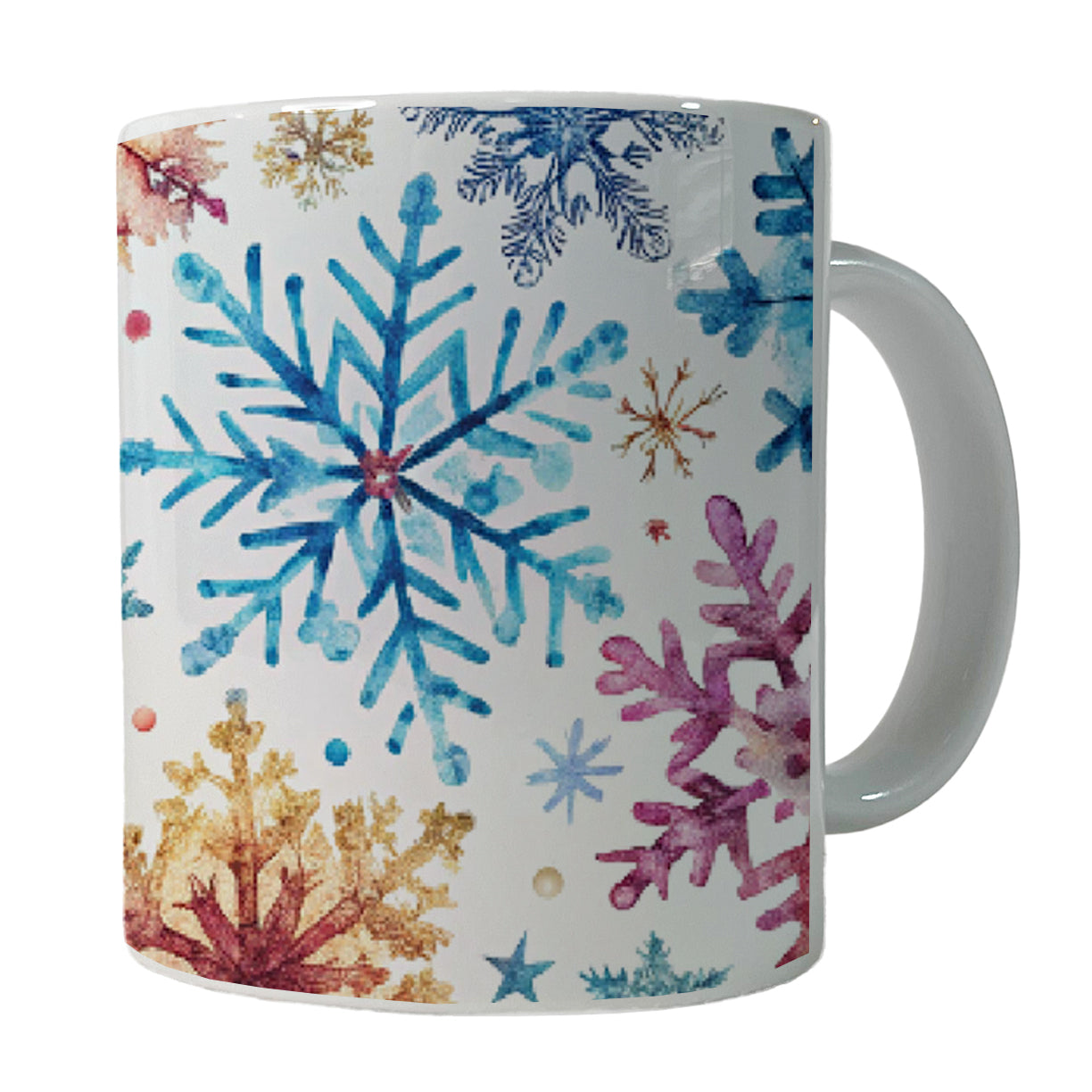 Colorful Snowflakes Winter Ceramic Tea Coffee Mug Cup - 11oz