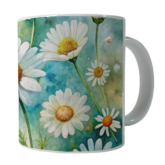 Daisies Daisy Flowers Watercolor Ceramic Tea Coffee Mug Cup - 11oz