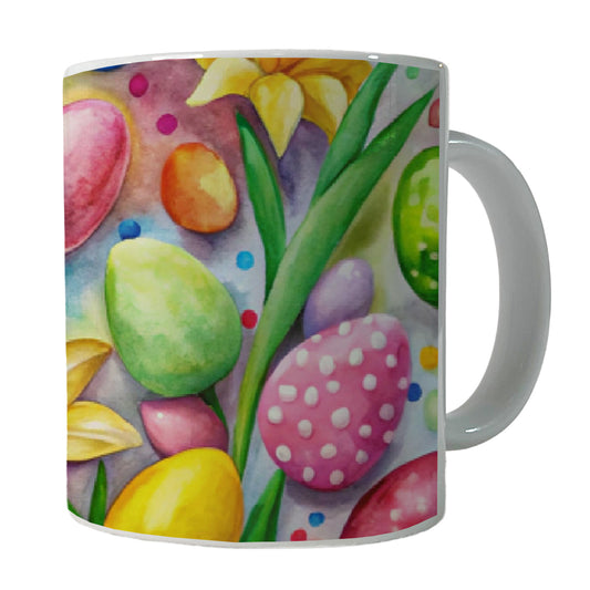 Easter Candy Eggs Flowers Ceramic Tea Coffee Mug Cup - 11oz