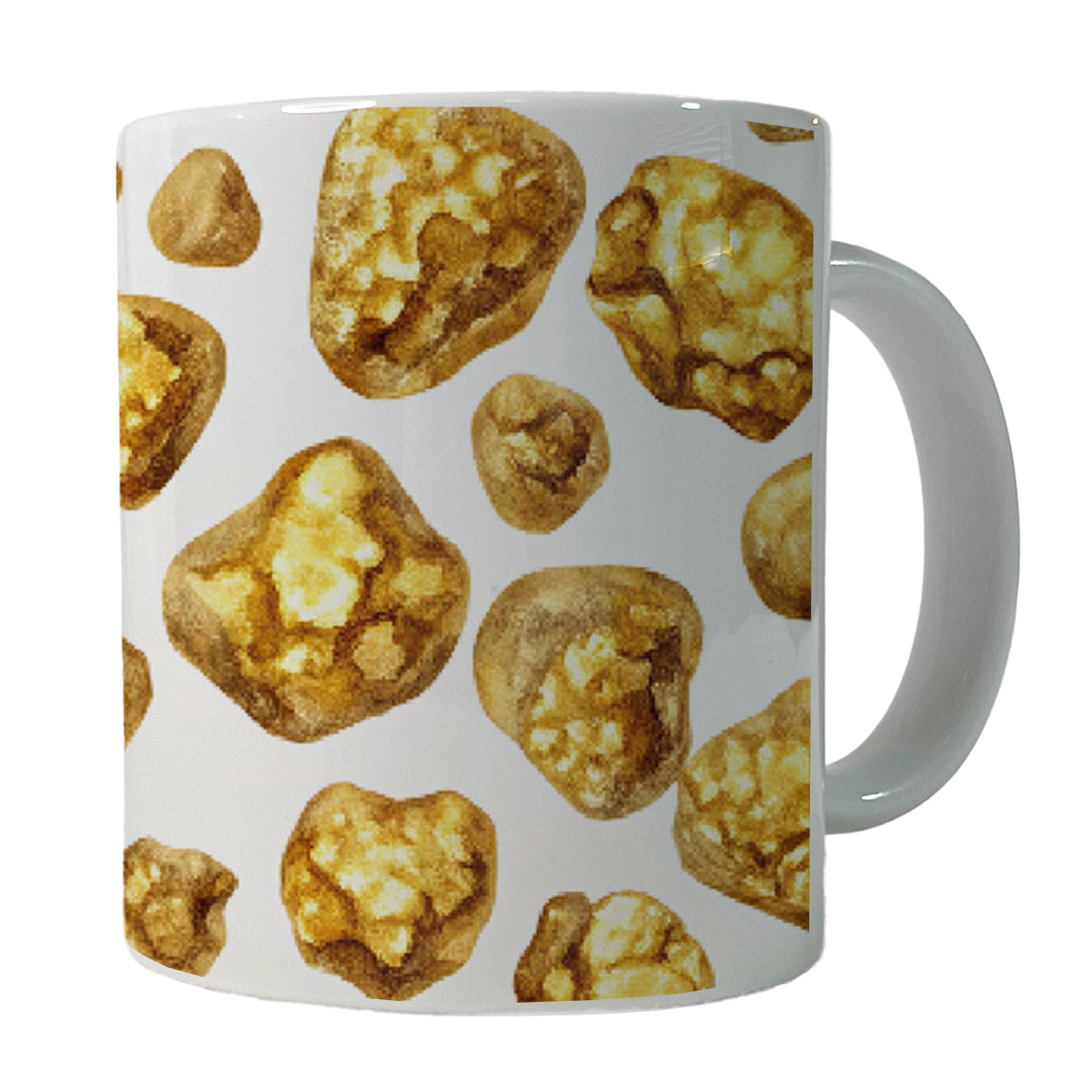 Gold Nuggets Pattern Watercolor Ceramic Tea Coffee Mug Cup - 11oz