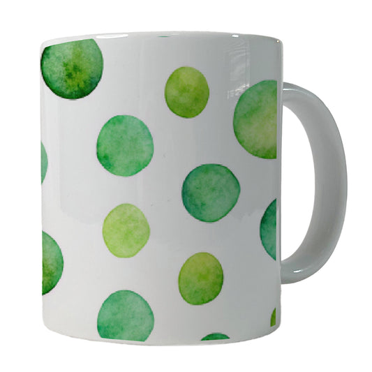 Green Polka Dots Fun White Background Ceramic Tea Coffee Mug Cup - 11oz