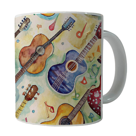 Guitars Artistic Colorful Music Ceramic Tea Coffee Mug Cup - 11oz
