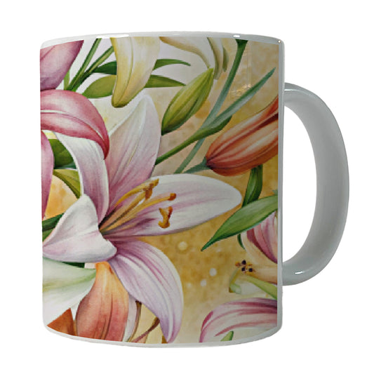 Lilies Lily Flower Watercolor Ceramic Tea Coffee Mug Cup - 11oz