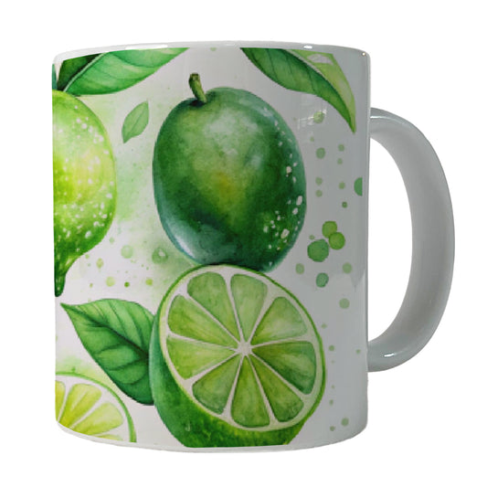 Limes Fruit Watercolor Ceramic Tea Coffee Mug Cup - 11oz