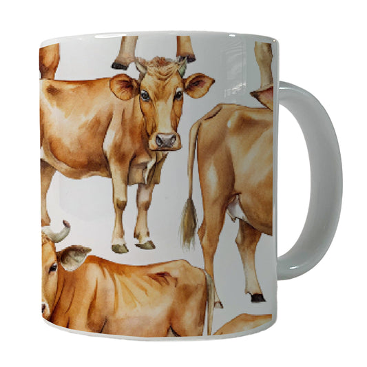 Lots Of Brown Cows Ceramic Tea Coffee Mug Cup - 11oz