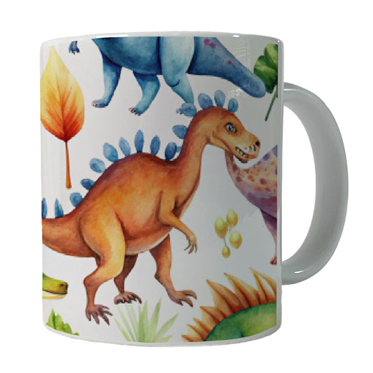 Lots Of Dinosaurs Watercolor Ceramic Tea Coffee Mug Cup - 11oz