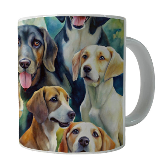 Lots Of Dogs Watercolor Ceramic Tea Coffee Mug Cup - 11oz