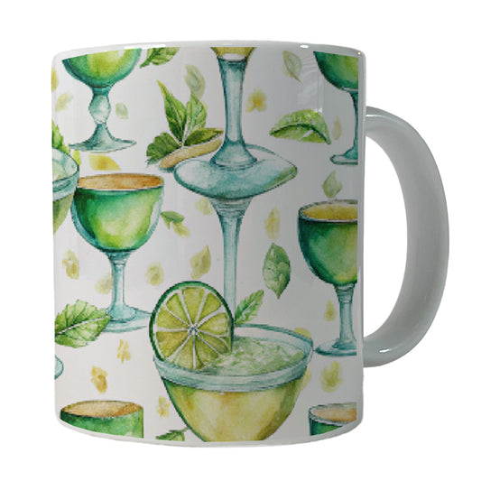 Lots Of Margaritas Alcohol Watercolor Ceramic Tea Coffee Mug Cup - 11oz