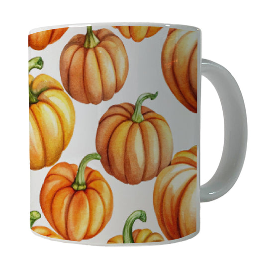 Lots Of Orange Pumpkins Fall Autumn Halloween Ceramic Tea Coffee Mug Cup - 11oz