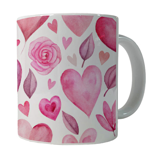 Love Pink Hearts Valentine's Day Ceramic Tea Coffee Mug Cup - 11oz