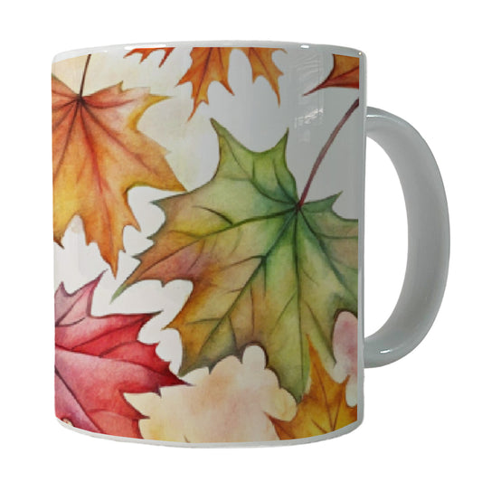 Maple Leaves Watercolor Ceramic Tea Coffee Mug Cup - 11oz