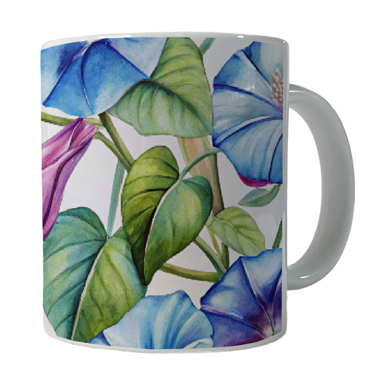 Morning Glories Flowers Watercolor Ceramic Tea Coffee Mug Cup - 11oz