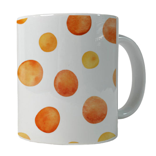 Orange Polka Dots Fun White Background Ceramic Tea Coffee Mug Cup - 11oz