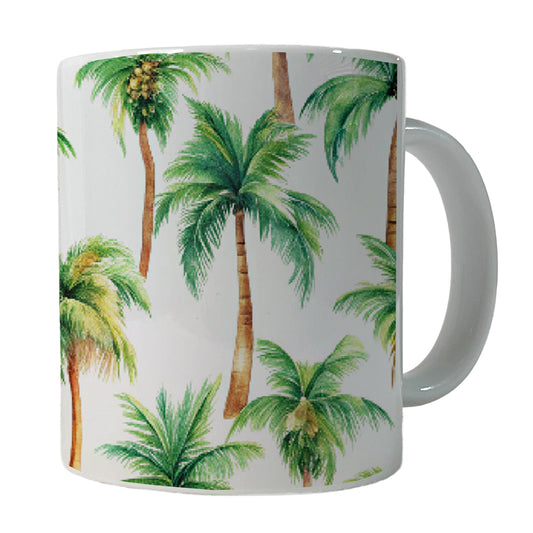 Palm Trees Pattern Watercolor Ceramic Tea Coffee Mug Cup - 11oz