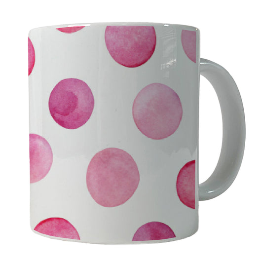 Pink Polka Dots White Background Ceramic Tea Coffee Mug Cup - 11oz