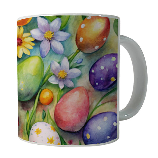 Pretty Easter Eggs Flowers Watercolor Ceramic Tea Coffee Mug Cup - 11oz