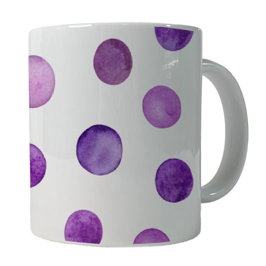 Purple Polka Dots Fun White Background Ceramic Tea Coffee Mug Cup - 11oz