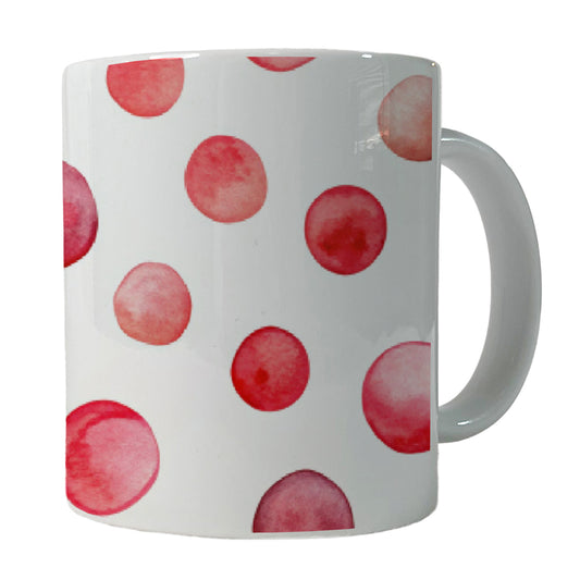 Red Polka Dots Fun White Background Ceramic Tea Coffee Mug Cup - 11oz