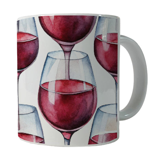 Red Wine Glasses Watercolor Ceramic Tea Coffee Mug Cup - 11oz
