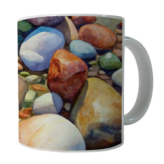 River Rocks Watercolor Ceramic Tea Coffee Mug Cup - 11oz