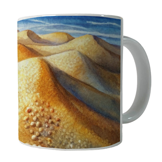 Sandy Desert Mountains Watercolor Ceramic Tea Coffee Mug Cup - 11oz