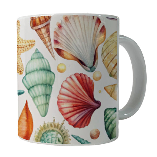 Shells Scattered Beach Ceramic Tea Coffee Mug Cup - 11oz