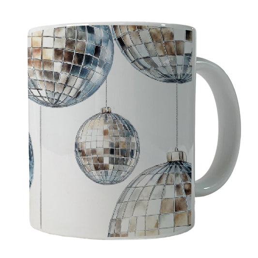 Silver Disco Balls Watercolor Ceramic Tea Coffee Mug Cup - 11oz