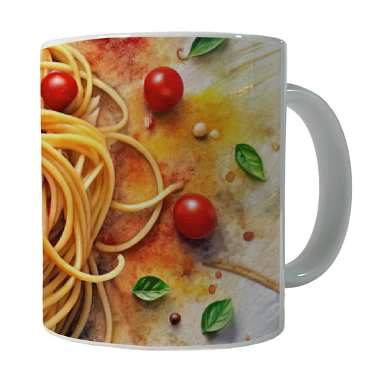 Spaghetti Pasta Italian Food Watercolor Ceramic Tea Coffee Mug Cup - 11oz